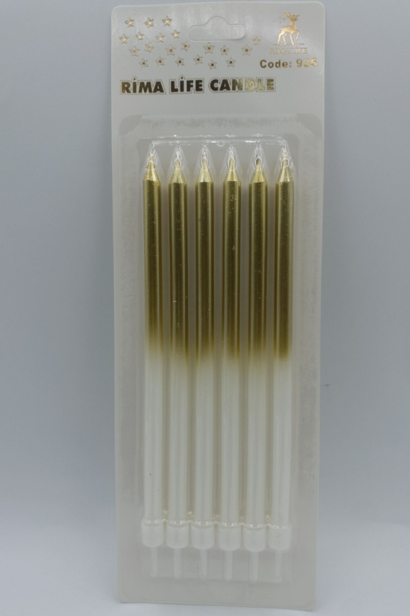 Altın Beyaz Doğum Günü Mumu 6 Lı Kod: 935